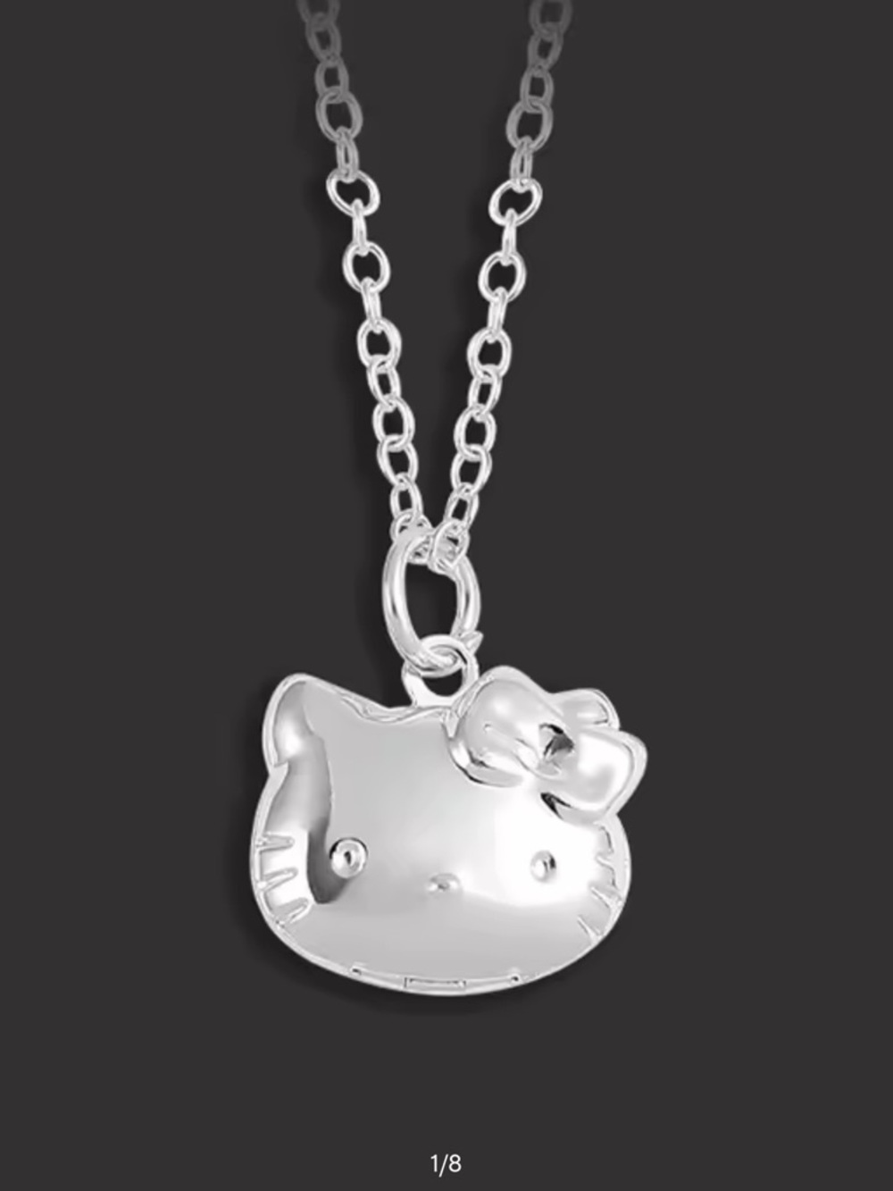 Hello Kitty Silver-tone Shiny Face Pendant Necklace